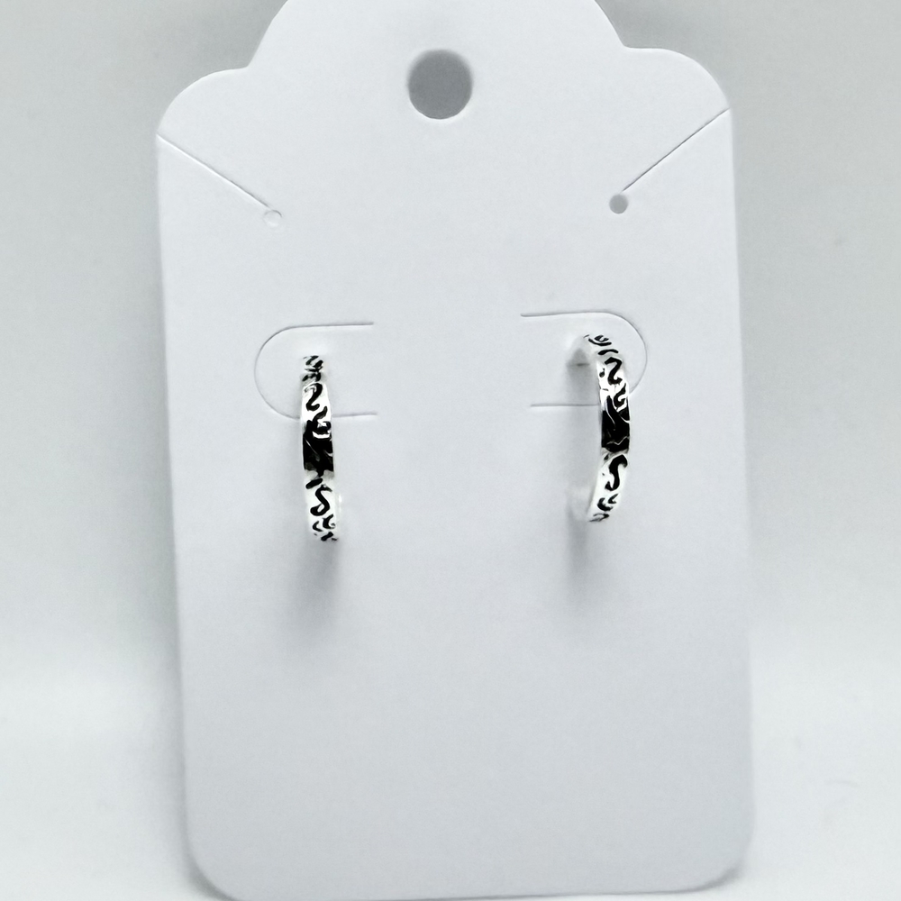 Chic Silver Patterned Hoop Earrings